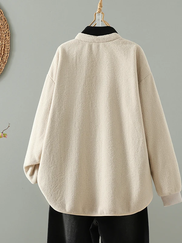 Feminino dupla face fce jaet solto ajuste thiened gola cardigan longo sve vintage sle inverno outerwear