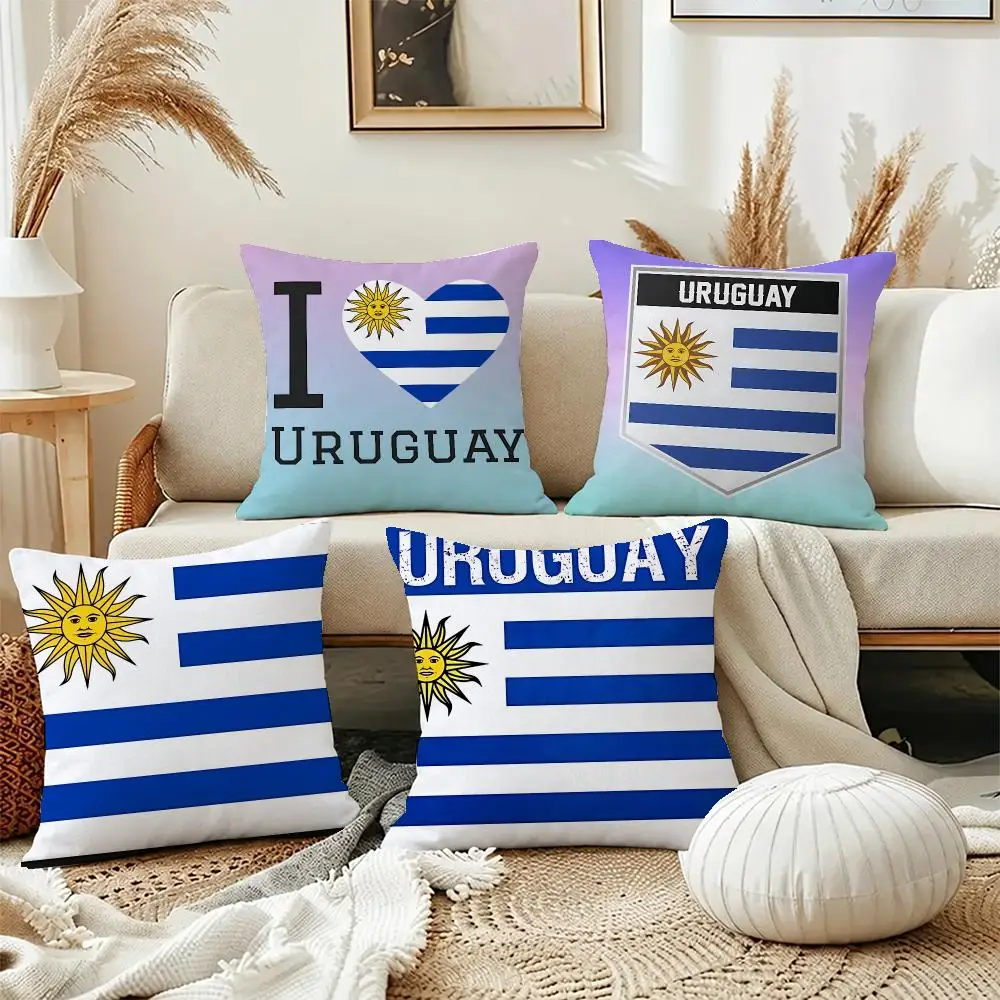 Smart Country Uruguay Cushion Cover Short Plush Pillowcase, Washable Wrinkle Resistant Cover for Bedroom Gift