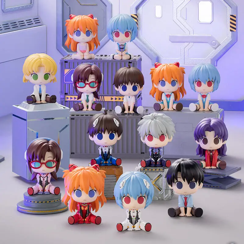 FUNISM EVANGELION Eva Cute Pinch Little Moe Plan Series Blind Box Mystery Box Toys Kawaii Ornaments Figurines Home Decor Desktop