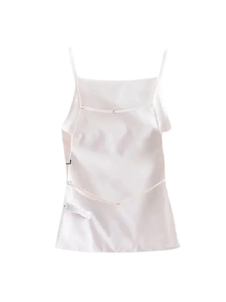TRZA-Backless Tank Tops for Women, Thin Straps, Straight Neck, Sleeveless, Female Camis, Sexy Fashion image 5