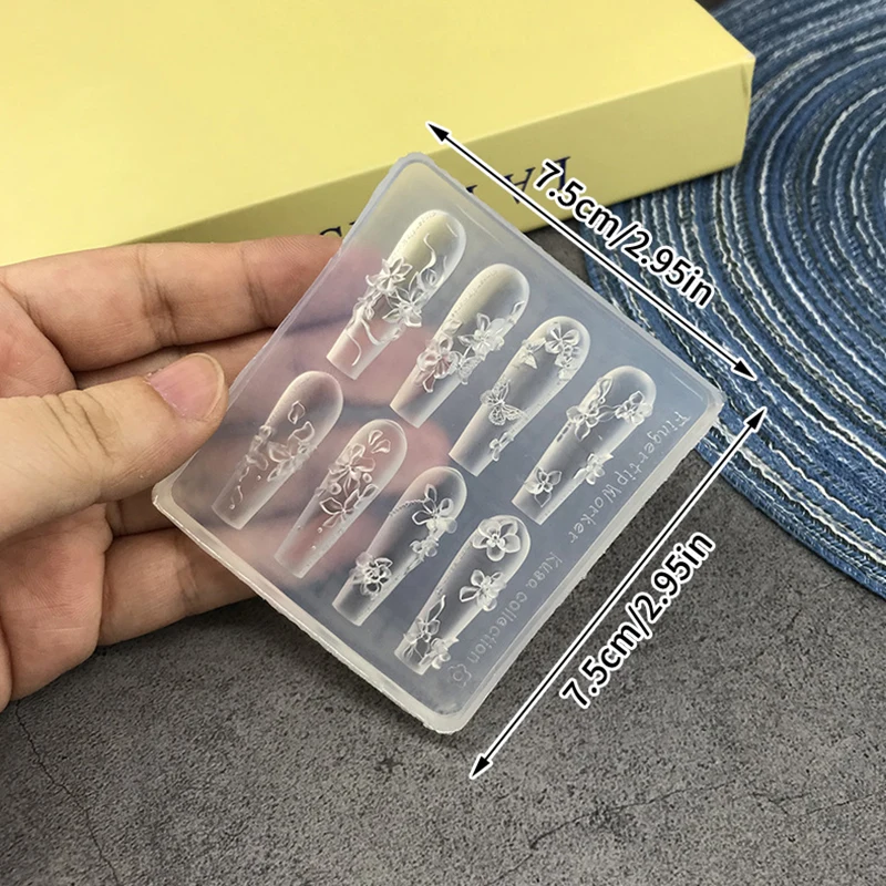 Moule à ongles en Silicone, fleur, Style français, décorations d'ongles, Design à faire soi-même, plaque d'estampage stéréoscopique, outils pour ongles, fournitures d'art