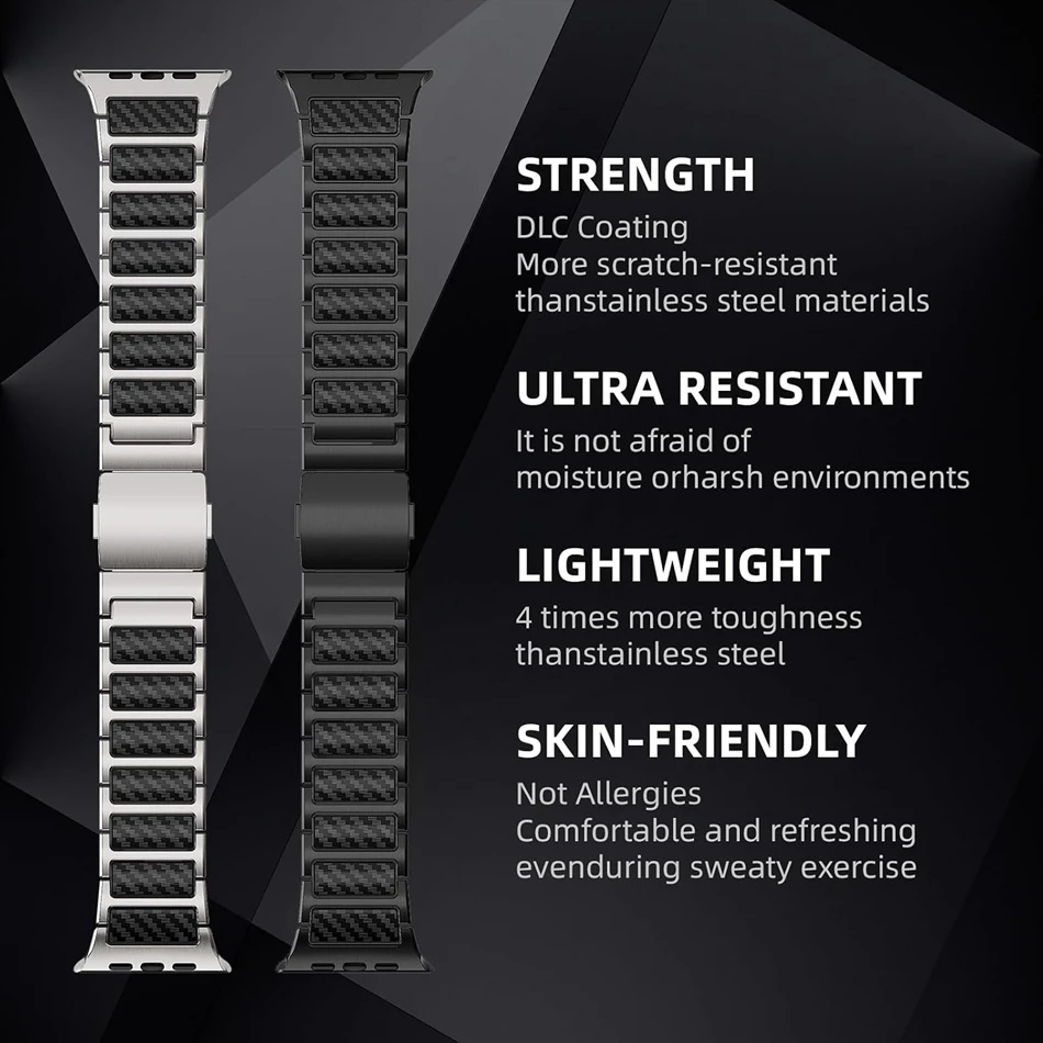 Titanium Carbon Fiber Pattern Band For Apple Watch Ultra 3/2 Band 49/46/45/44/42mm Magnetic Strap iWatch Series 11/10/9/8/7/SE/6 view 6