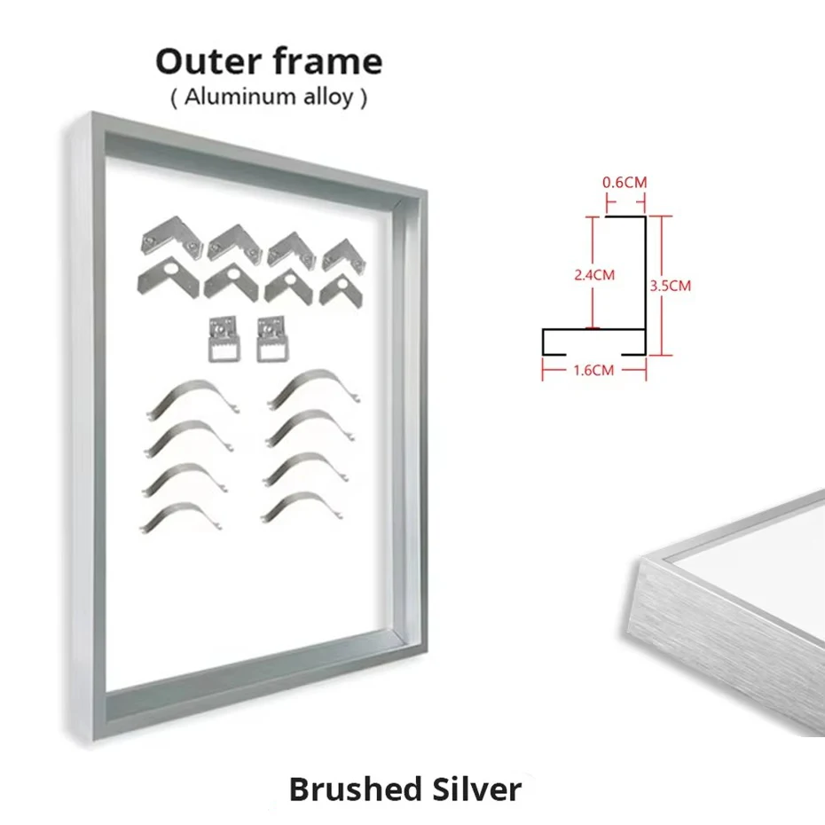NONE 8 Farben 20–200 cm großes Leinwandbild, Metall-Aluminium-Außenrahmen für Ölgemälde, Kunstwerk, Wandkunst, Foto, Poster, Heimdekoration 5