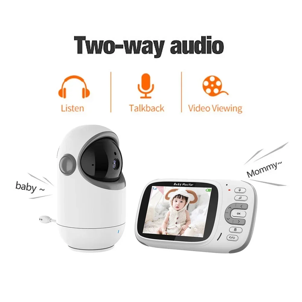 Video Baby Monitor 3.2 Inch Screen Wireless Security Temperature Display 2-Way Talkback Babyphone Nanny 3X Zoom Night Vision
