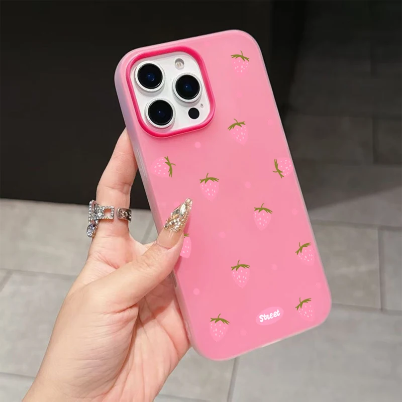 Sweet Pink Strawberry Pattern Phone Case For Redmi 10 11 12 13 14 4G Xiaomi Redmi Note 11 12 13 14 10 Pro 5G 14C 13C 15C Fundas view 3