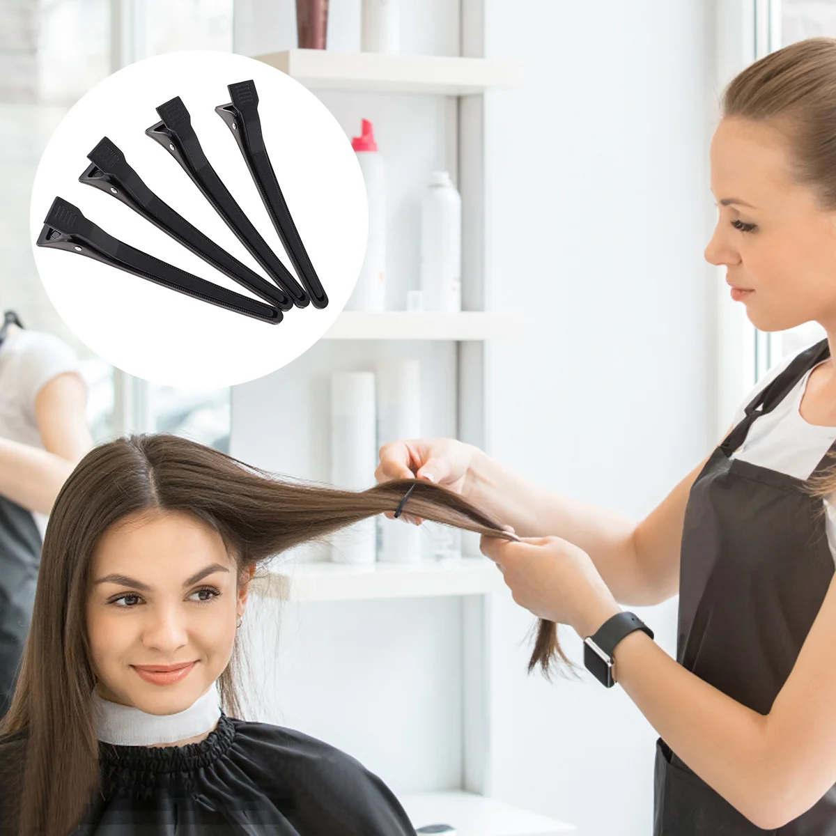 

12Pcs Plastic Duckbill Hairpins Black Dull Polish Tight Clips Durable Heat Cold Resistant Clips for Hairdresser Professional