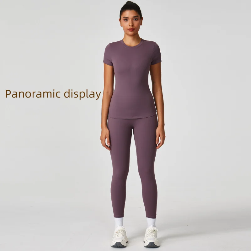 مرونة عالية نحى اليوغا سليم صالح قصيرة الأكمام المرأة تجريب الأعلى في الهواء الطلق الجري الرياضة عارضة قميص جميع مطابقة #2