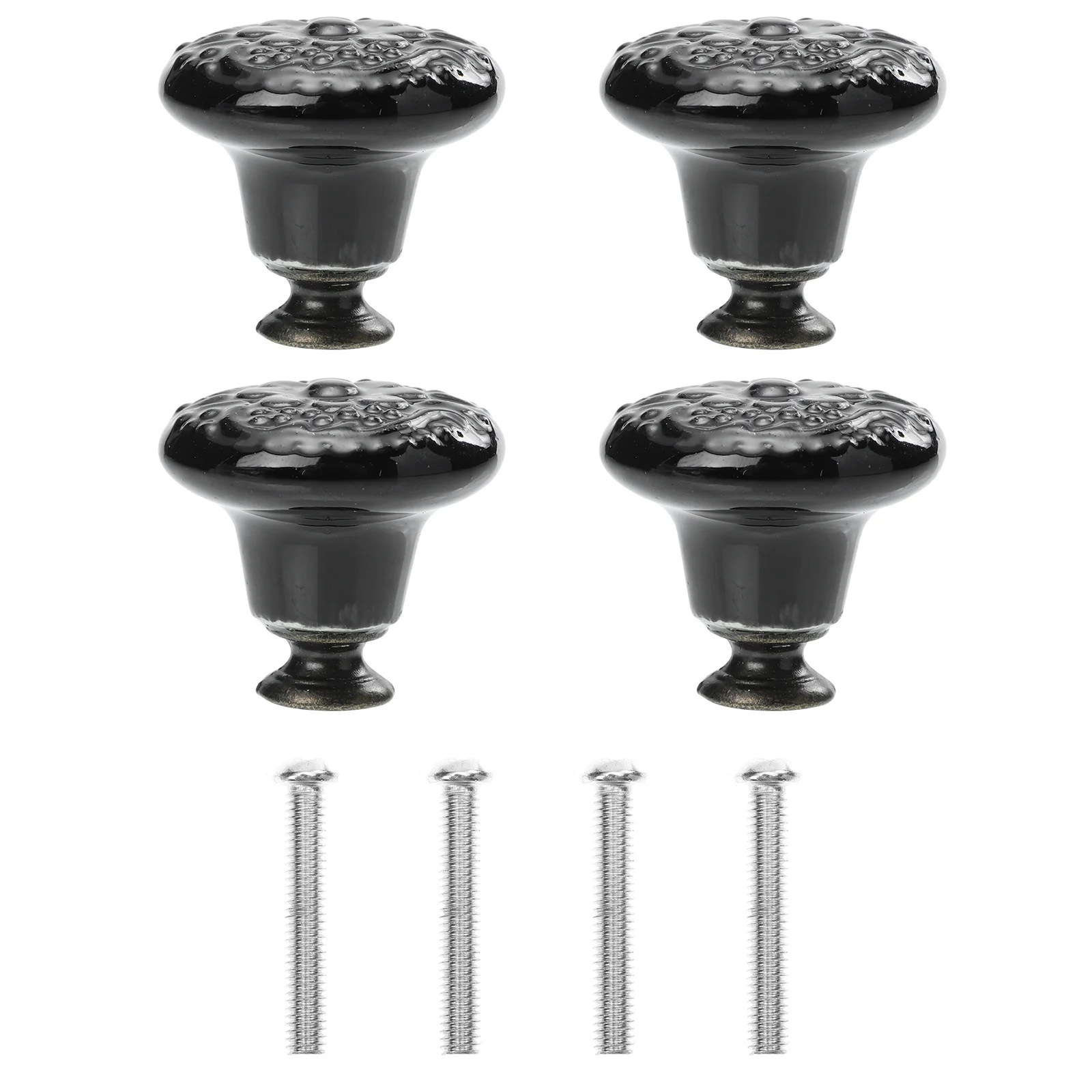

4Pcs Ceramic Round Single Hole Knobs Vintage Flower Pattern Pull Handles for Cabinets Drawers Wardrobe