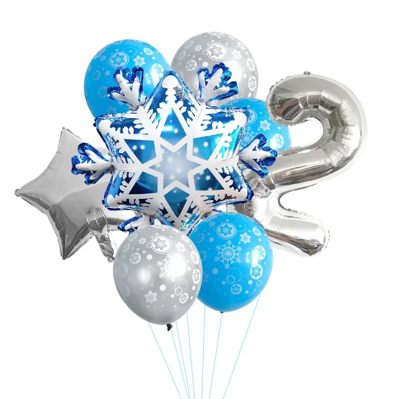 Disney Children's Birthday Party Ice and Snow Theme Snowflake Digital Five pointed Star Combination Balloon Set