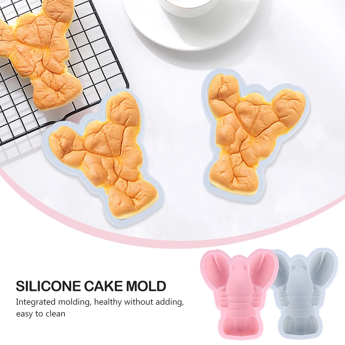 

2PCS Crayfish Shaped Silicone Cake Molds 4 Inch Random Color Baking Tools Kitchen Supplies Cartoon Lobster Pans Safe