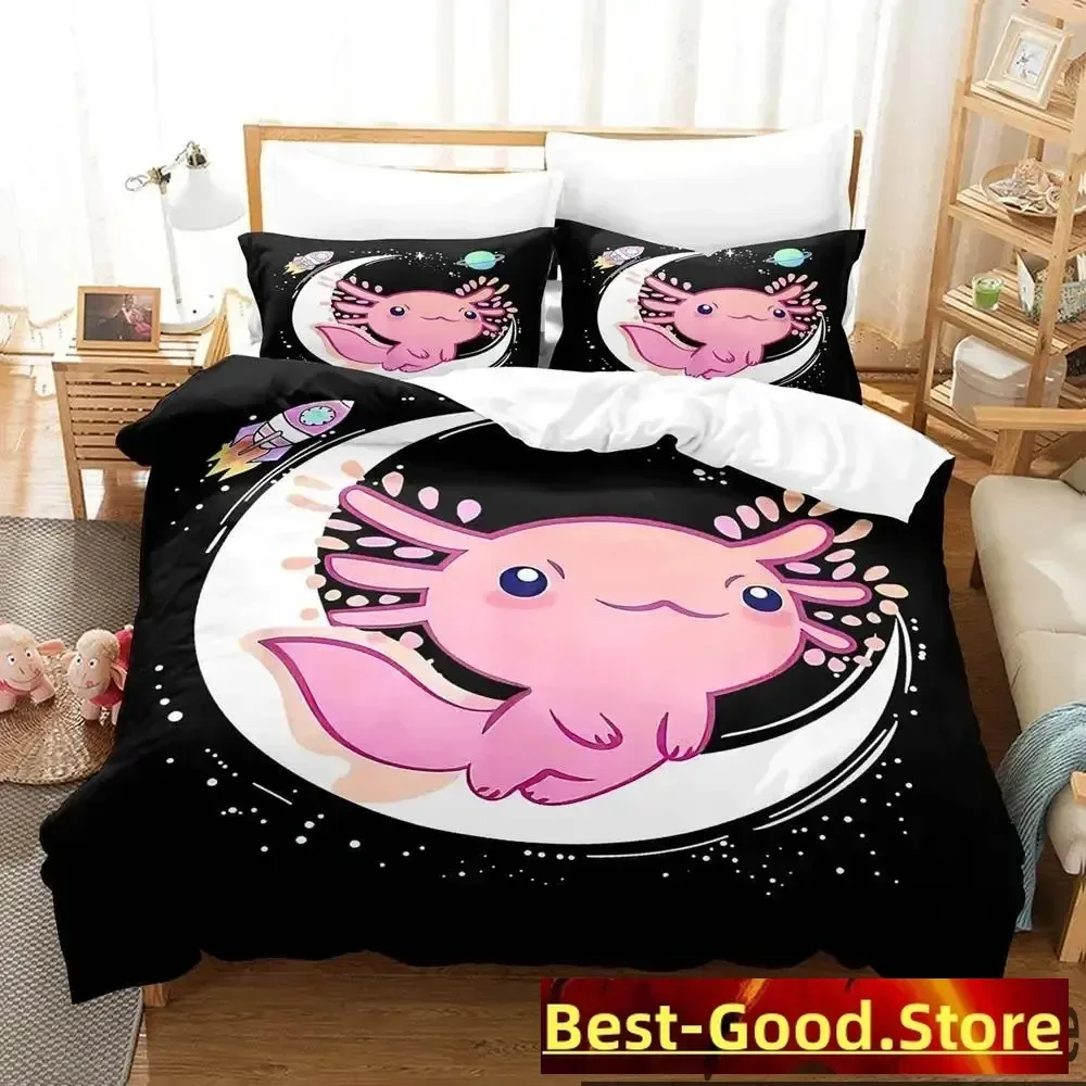 Gamesolotl Axolotl Video Gamer Kawaii Pastel Goth Bedding Set Single Twin Full Queen King Size Bed Set Aldult Kid Bedroom Anime