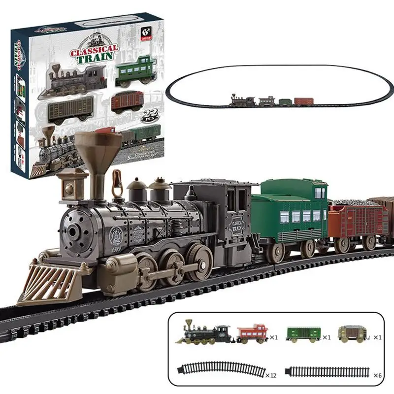 

Electric Train Set For Kids Railway Play Puzzle Toys Simulation classical rail train assembly toy model set children's gift