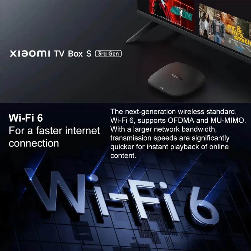 Xiaomi TV Box S 3-го поколения Google TV Smart Android TV Box 4K UHD WIFI 6 32 ГБ ПЗУ Dolby Vision HDR10+ Google Assistant BT5.2