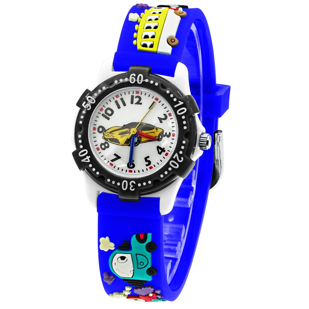 

New Children's Watch 3D Bus Cartoon Soft Silicone Strap Rotating Dial Boys and Girls Baby Waterproof Watch Birthday Gift