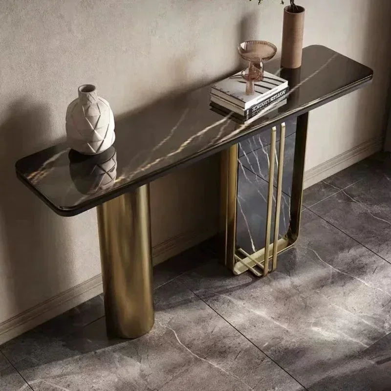 Italian-style entrance table, light luxury strip case, end view table art, extremely narrow living room aisle decorative