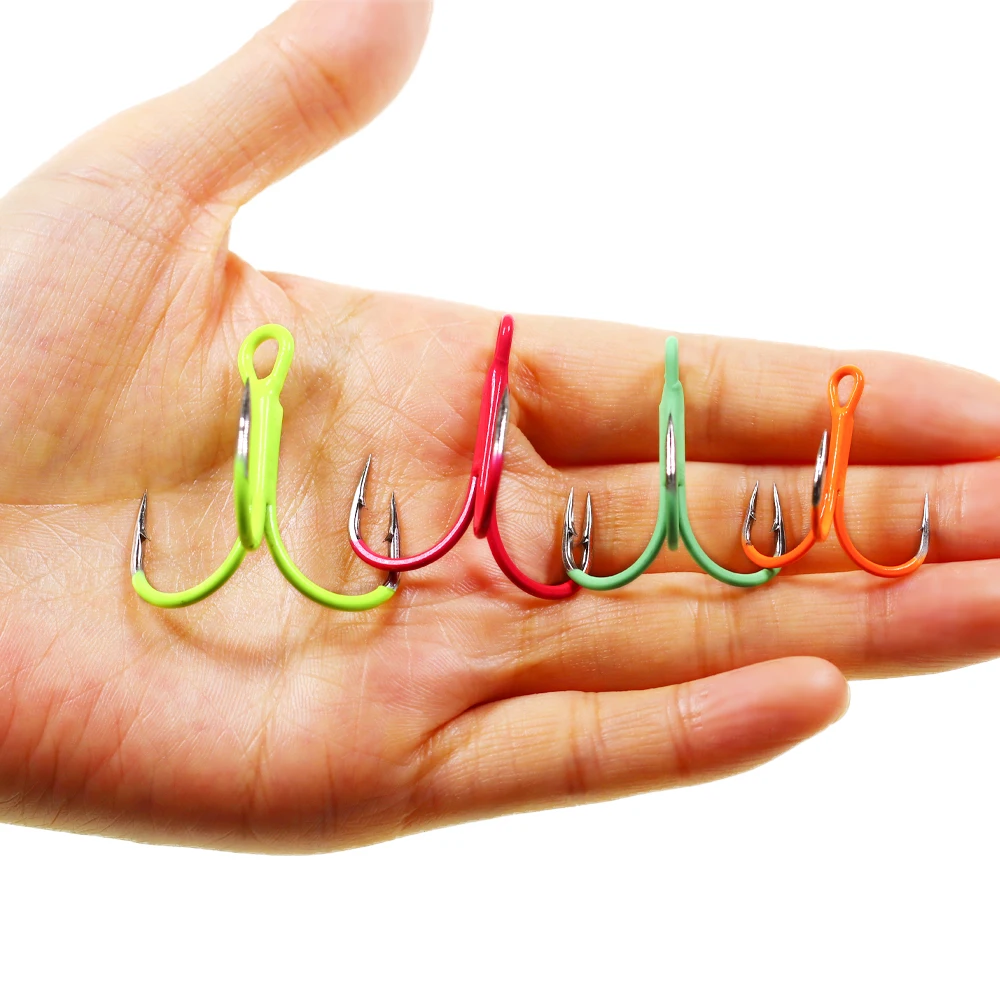 5 قطعة 11 حجم متعددة الألوان ثلاثة أضعاف السنانير الشائكة حادة الثلاثي البحر الصيد السنانير الصعب السحر الطعم هوك صيد السمك #5