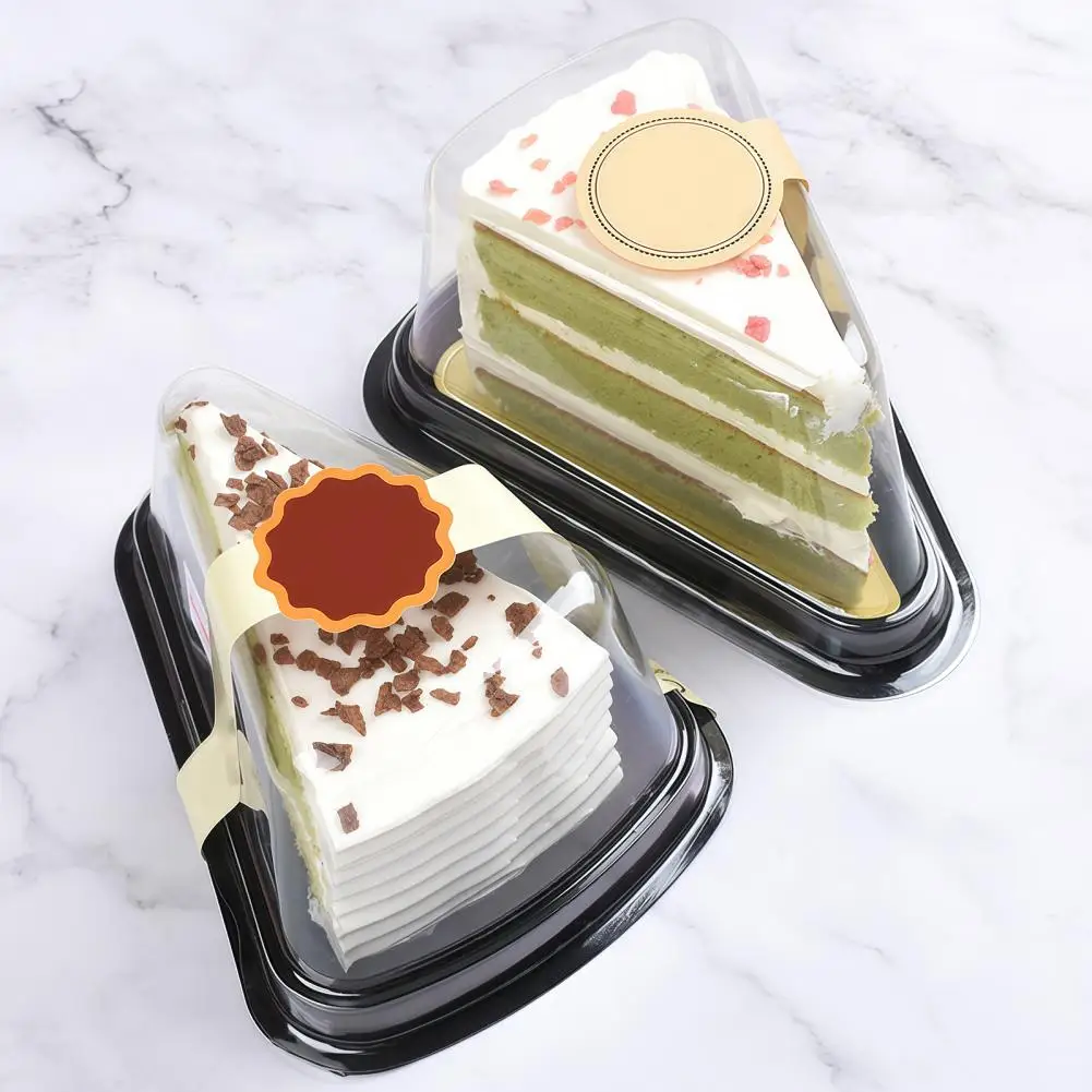 100PCS Cake Slice Containers with Clear Lids, Triangular Disposable Plastic Cake Box, Sliced Mousse Holders for Party Packaging