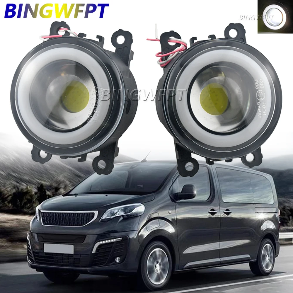 High Quality Angel Eye Fog Light For Peugeot Traveller 2016 2017 2018 Car LED Lens DRL Fog Driving Lamp