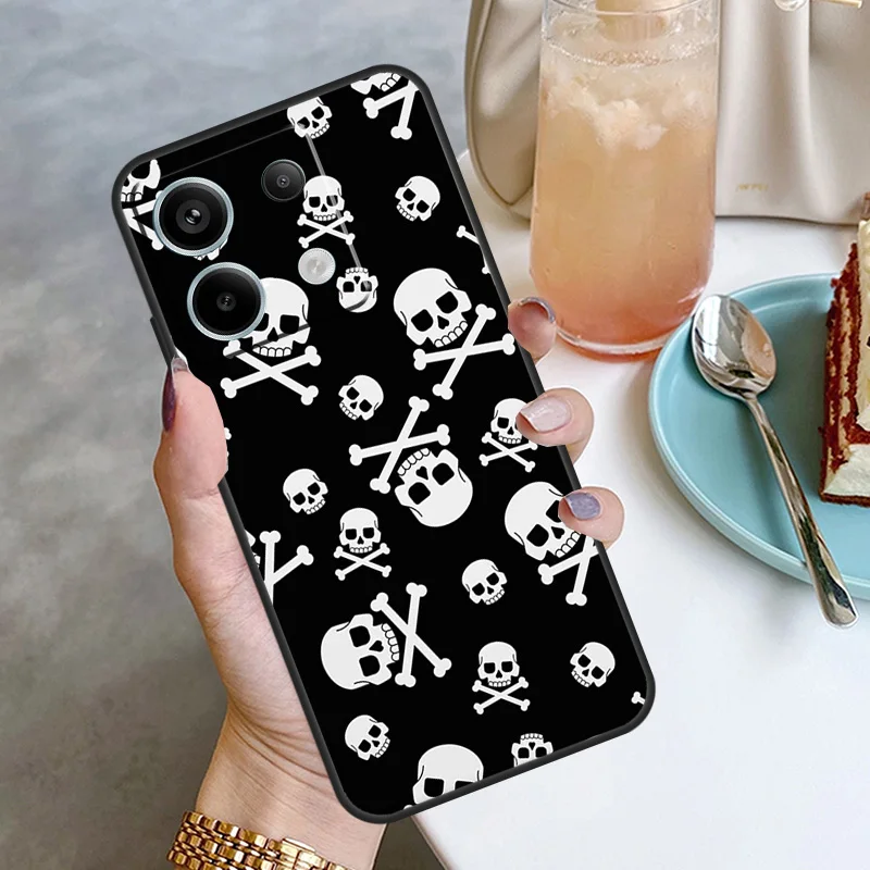 Skull Gothic Creepy Pastel Goth Case For Xiaomi Redmi Note 13 8 9 10 11 12 Pro 12S 11S 10S 9S Redmi 13C 9C 10C 12C Cover