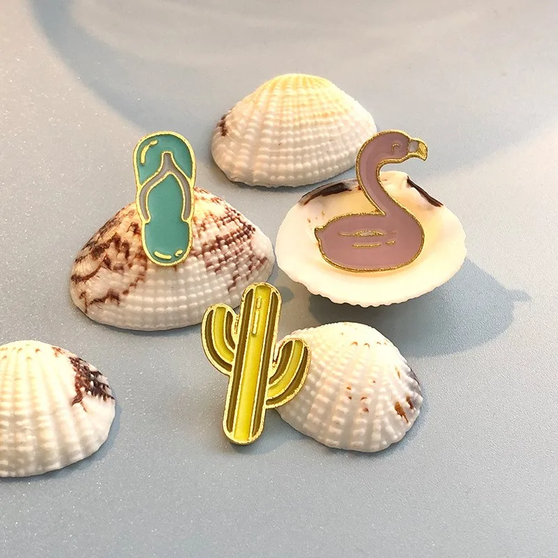 Pins Custom Flamingo Toekan Cactus Kokospalm Broches Revers Badges Cartoon Dier Plant Sieraden Cadeau Zomer Vakantie Email