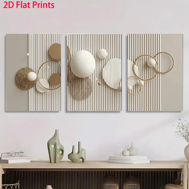 

3pcs Frameless Canvas Painting, Elegant Geometric Abstractions, Wall Art Prints for Living Room Bedroom Office, Home Decor