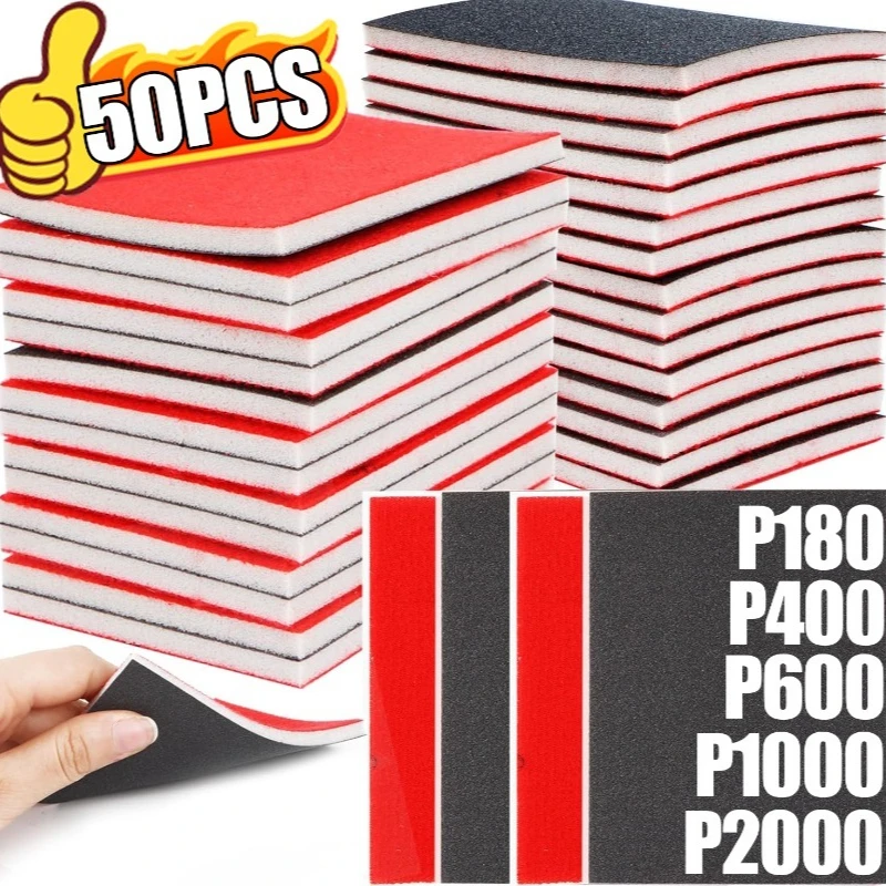 Многоразовая шлифовальная губка зернистостью 180-2000, гибкий шлифовальный блок, наждачная бумага для влажной и сухой шлифовки для полировки, абразивные инструменты