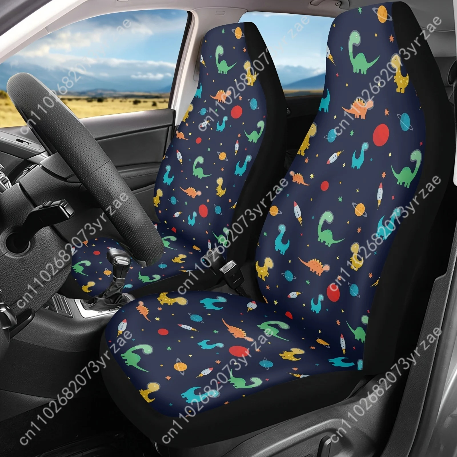 

Featuring Space Dinosaurs Car Seat Covers Universal Environmentally Friendly Interior Decorations Comfortable Car Seat Covers