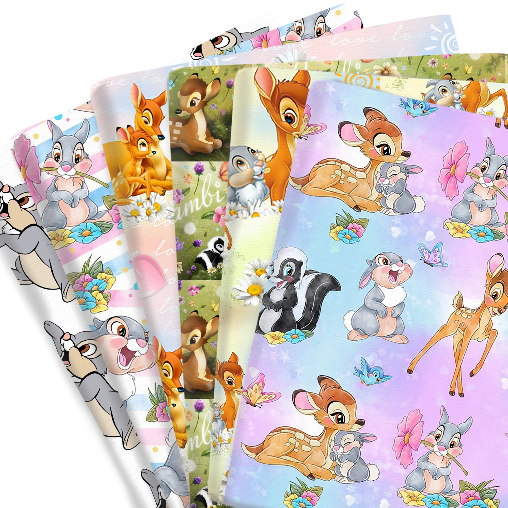 50*145cm Disney Bambi Deer Thumper Polyester Cotton By The Meter Cartoon Fabrics For Sewing Cloth Dress DIY Crafts Home Textile