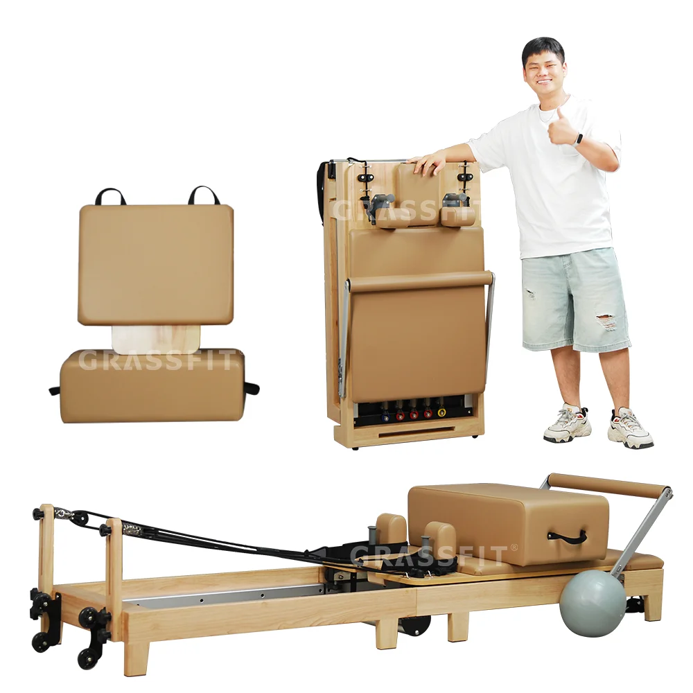

Wholesale Price Home Wooden Foldable Pilates Reformer Machine Commercial Folding Pilates Equipment For Yoga Studio Sale