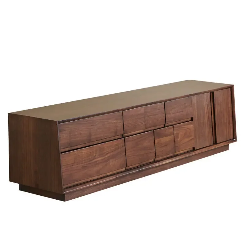 

North American black walnut all solid wood TV side cabinet oak small apartment living room floor cabinet simple modern locker