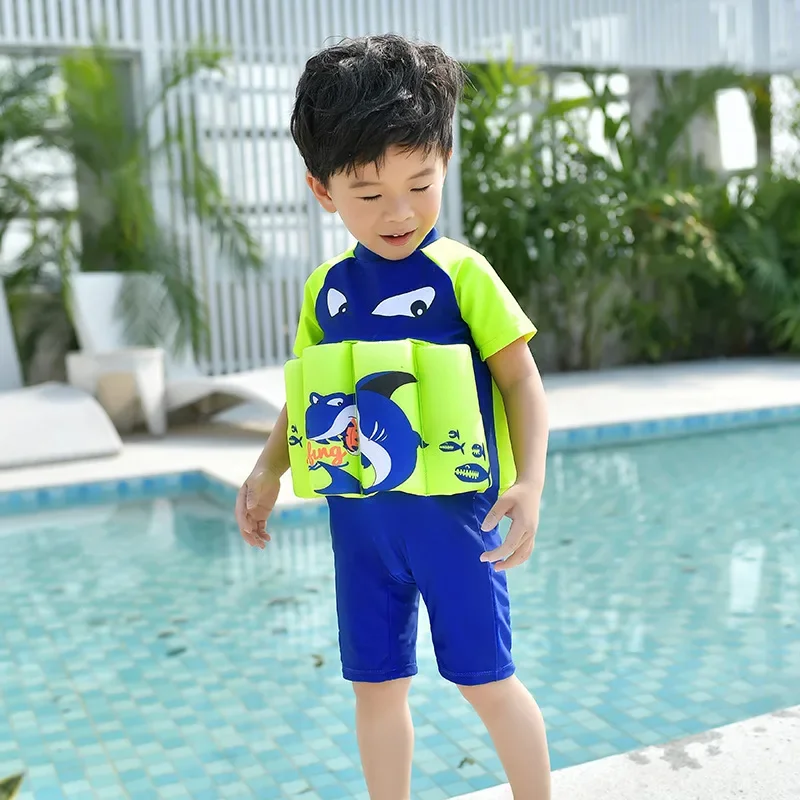 Children Swimsuit Boy Zip Swimming Suit Float Buoyancy Swimwear Detachable Bathing Suit Protective Safe Learning Lesson Swimwear