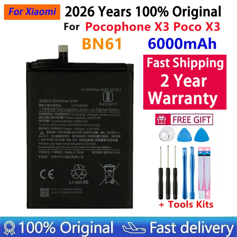 Oryginalna bateria 2026 do Xiaomi Mi Mix 1 2 2S 3 4 Mi 11 Mi11 Lite Ultra Poco X3 F3 Redmi K40 10T 11T Pro — zdjęcie produktu 4