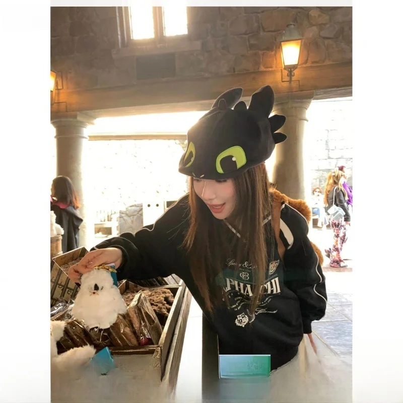 lorz-トレーナー-ドラゴン-トゥースレス-ハット-カップル写真撮影-冬-ユニセックス-プルオーバー-キャップ-カジュアル-漫画刺繍-ポリエステル繊維