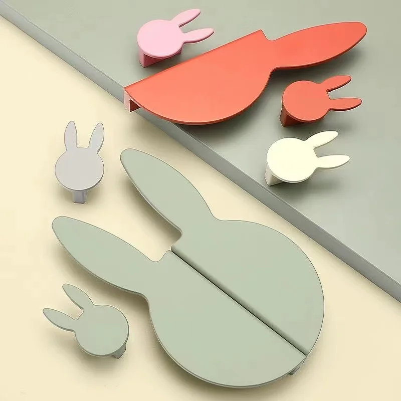 Colorful Cute Rabbit Children Handles - Cartoon Kids Room,Kitchen Wardrobe Pulls,Drawer Cupboard Knobs,Furniture Hardware (Pair)