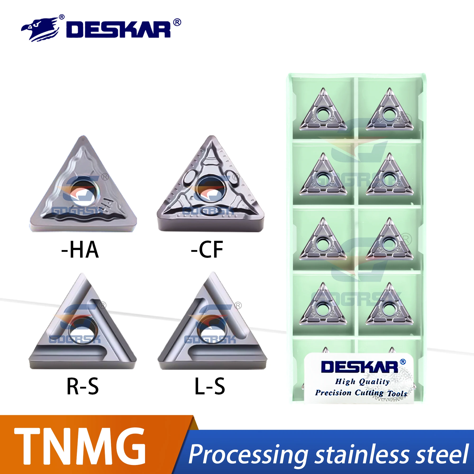

DESKAR 100% Original Lathe Blades Triangle TNMG160404 160408-CF/MA/MQ/MS/VF/HA/L-S/R-S LF6018S Stainless Steel Turning Blades