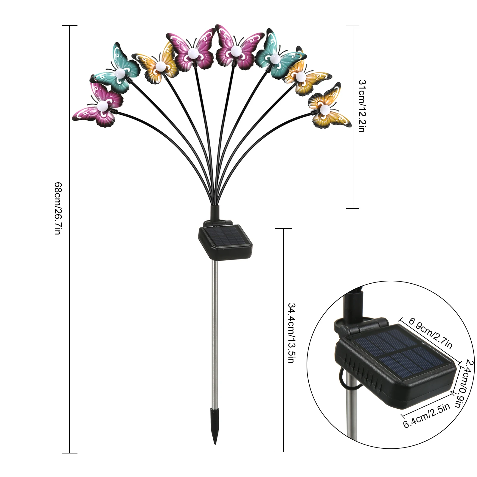 Neoglint Solar-Gartenleuchten, dekorativer Schmetterling, schwankende Rasenlampe, für den Außenbereich, Landschaft, Wegeleuchte, IP65, wasserdichte Solarleuchten