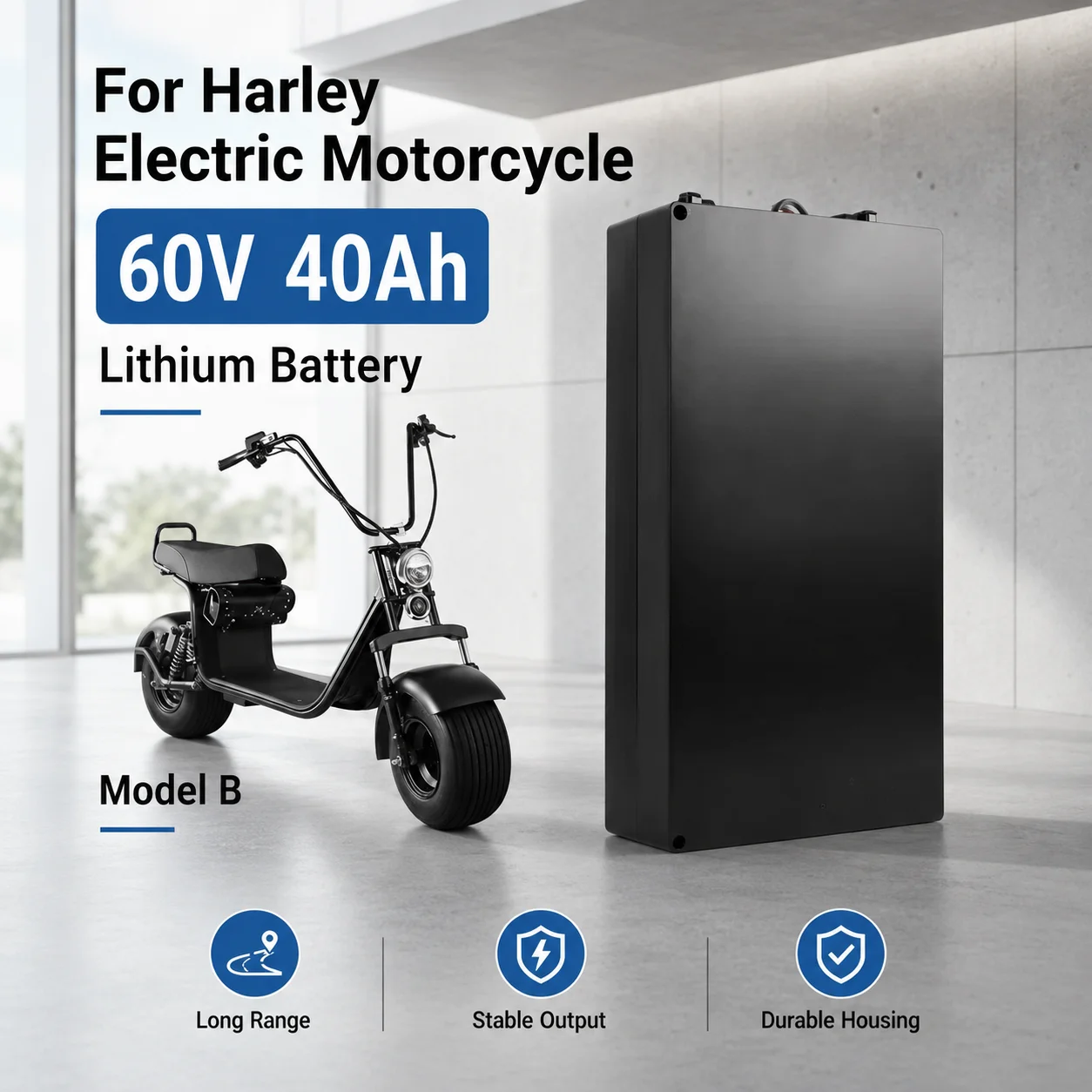 Brandneue 60V 18650 Lithium-Batterie für Harley 20AH-40AH Wasserdichtes Gehäuse+BMS 40AH+Ladegerät Geeignet für City Coco Elektroroller