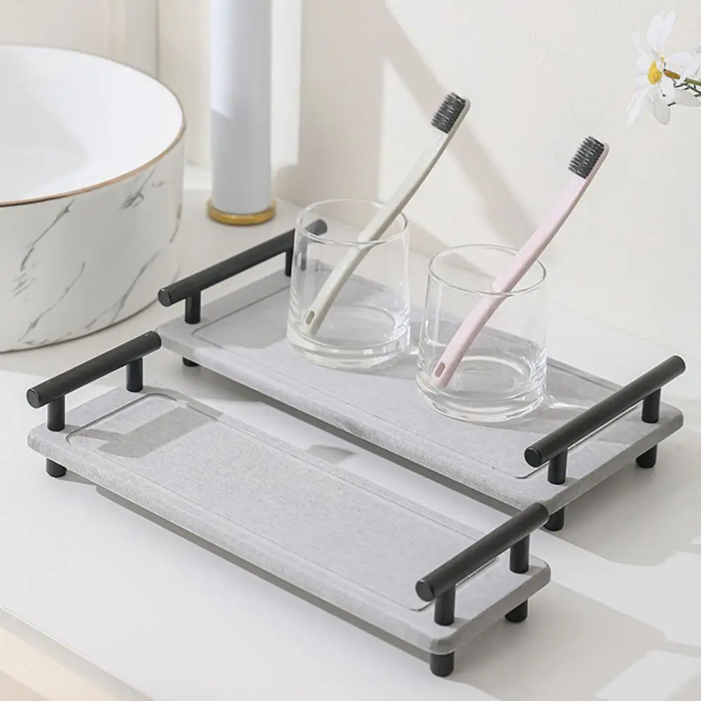 

Quick-drying Storage Shelf Bathroom Shelf Efficient Bathroom Sink Organizer Shelf with Handle Quick Dry Super for Diatomaceous