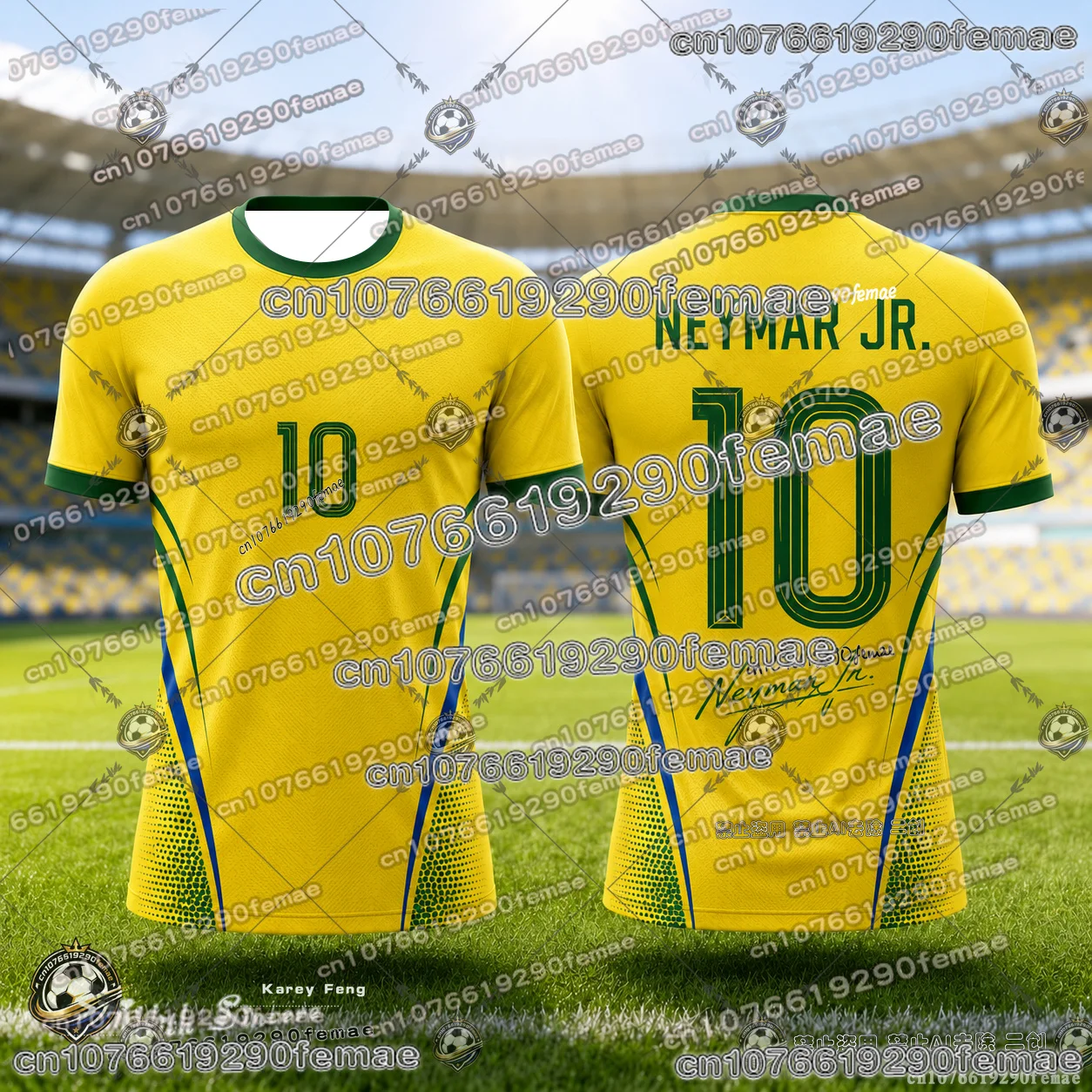 Neymar Special Edition Fußball-T-Shirt für Kinder und Erwachsene, schnell trocknend, atmungsaktiv, bequem sitzendes Fußballtrikot für Sommersportbekleidung