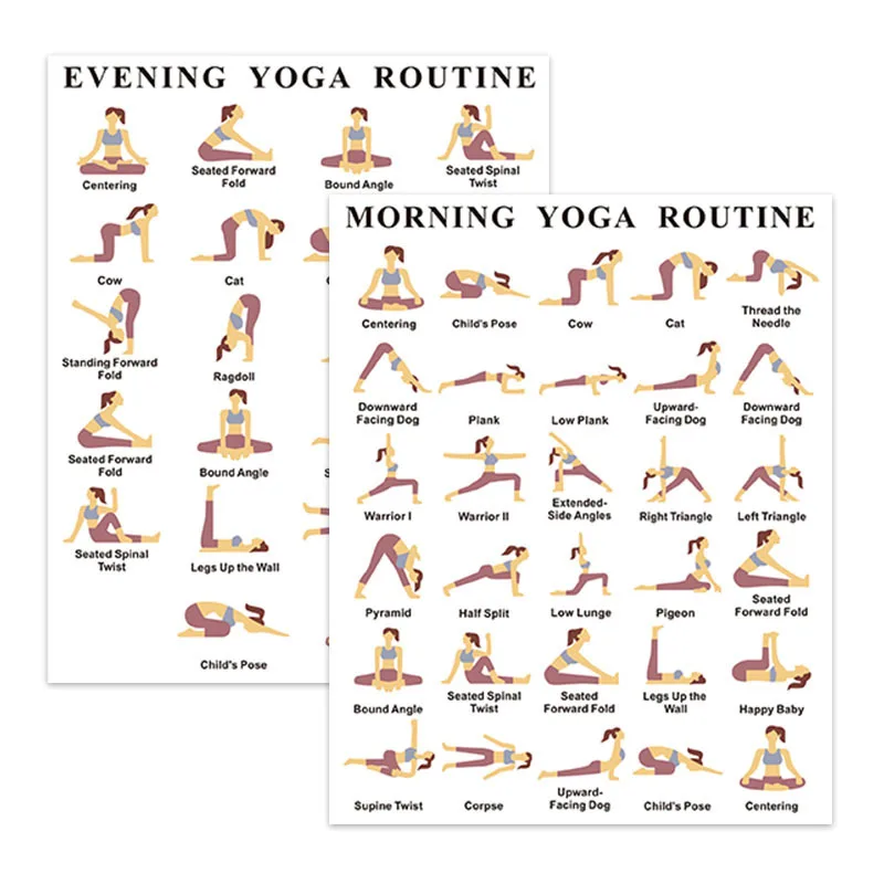 

Рух йоги, комбинация утреннего и вечера, украшение для домашнего офиса, безрамный плакат