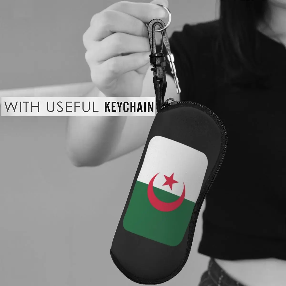 アルジェリア国旗シェルメガネケースポータブルサングラスボックス女性男性ソフト眼鏡バッグポーチ