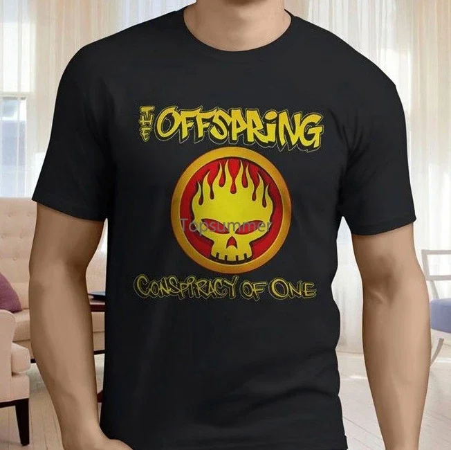 

New Popular The Offspring Rock Band Men'S Black T Shirt Size S 3Xl Short Sleeve O Neck Cotton Tshirt