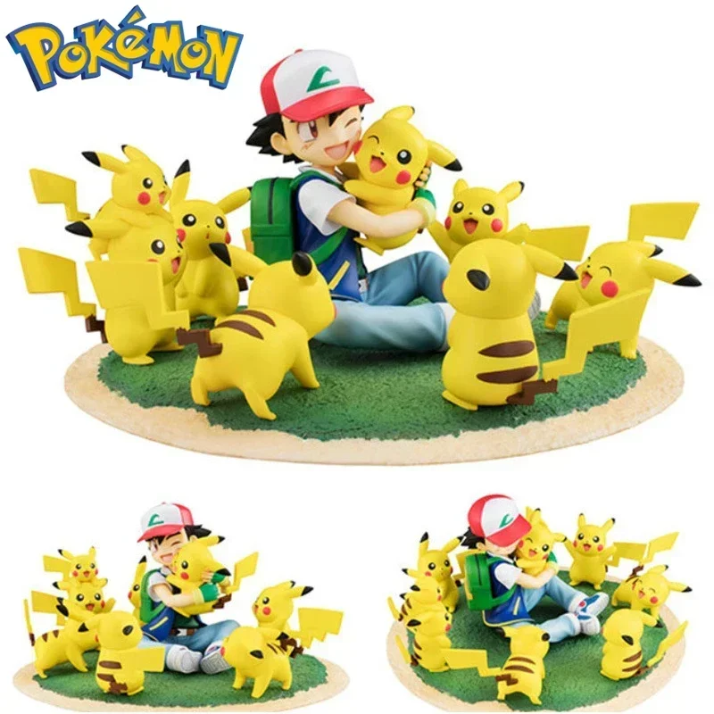 

Pokemon Ash Ketchum Pikachu Anime Figure Garage Kits Ornament PVC Manga Statue Action Figurine Collectible Model Toys Doll Gift