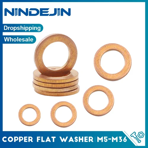 NINDEJIN Arandela plana de cobre M5 M6 M8 M10 M12 M14 M16 M18 M20 M22 M24 M27 M30 M33 M36 Arandela plana Juntas planas para perno de tornillo