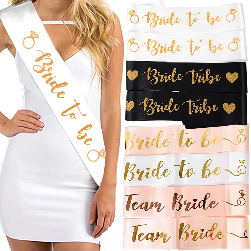 1pc Bride To Be Satin Sash Wedding Veil Bachelorette Party Team Bride Tribe Sash For Wedding Hen Party DIY Decor Bridesmaid Gift