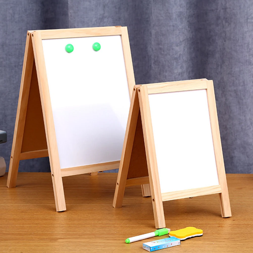 

2pcs Foldable Whiteboard Rewritable Small Blackboard Double Sided Erasable Chalk Sign Drawing Kids Lightweight Compact Reusable