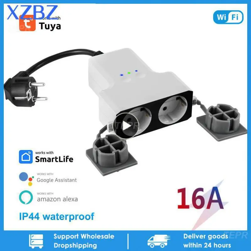 Tuya Smart Wifi Waterproof Socket IP44 Outdoor Dual Plug 16A Wireless Outlets Smart Life App Works with Alexa Home