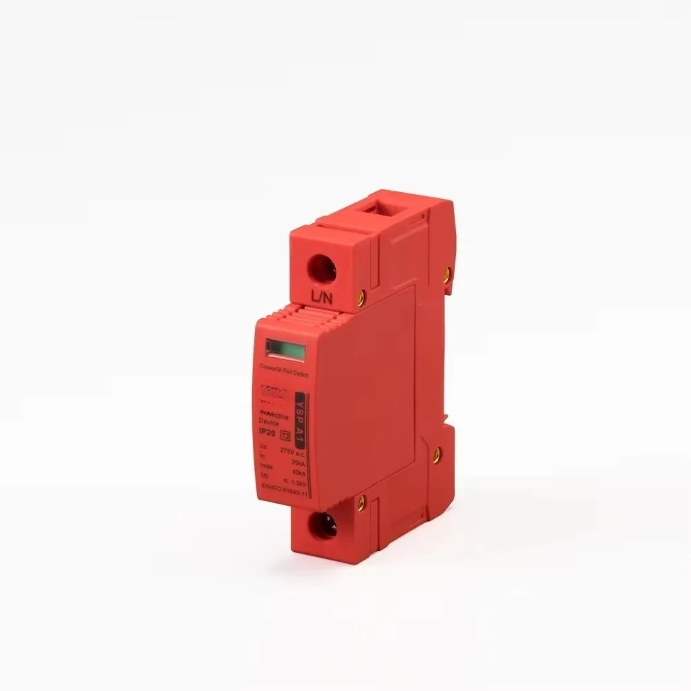 1P T2 AC SPD Surge Protective Device 275V 40kA Low Voltage Lightning Arrester Factory Supply 20kA 34s