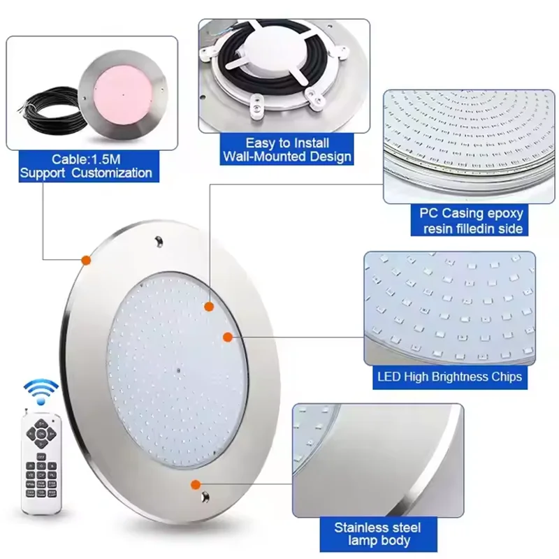 Wall Mounted Ultra-thin Pool Spot LED Lamp 12V 18W 25W 35W RGB Stainless Steel Swimming Pool Lights