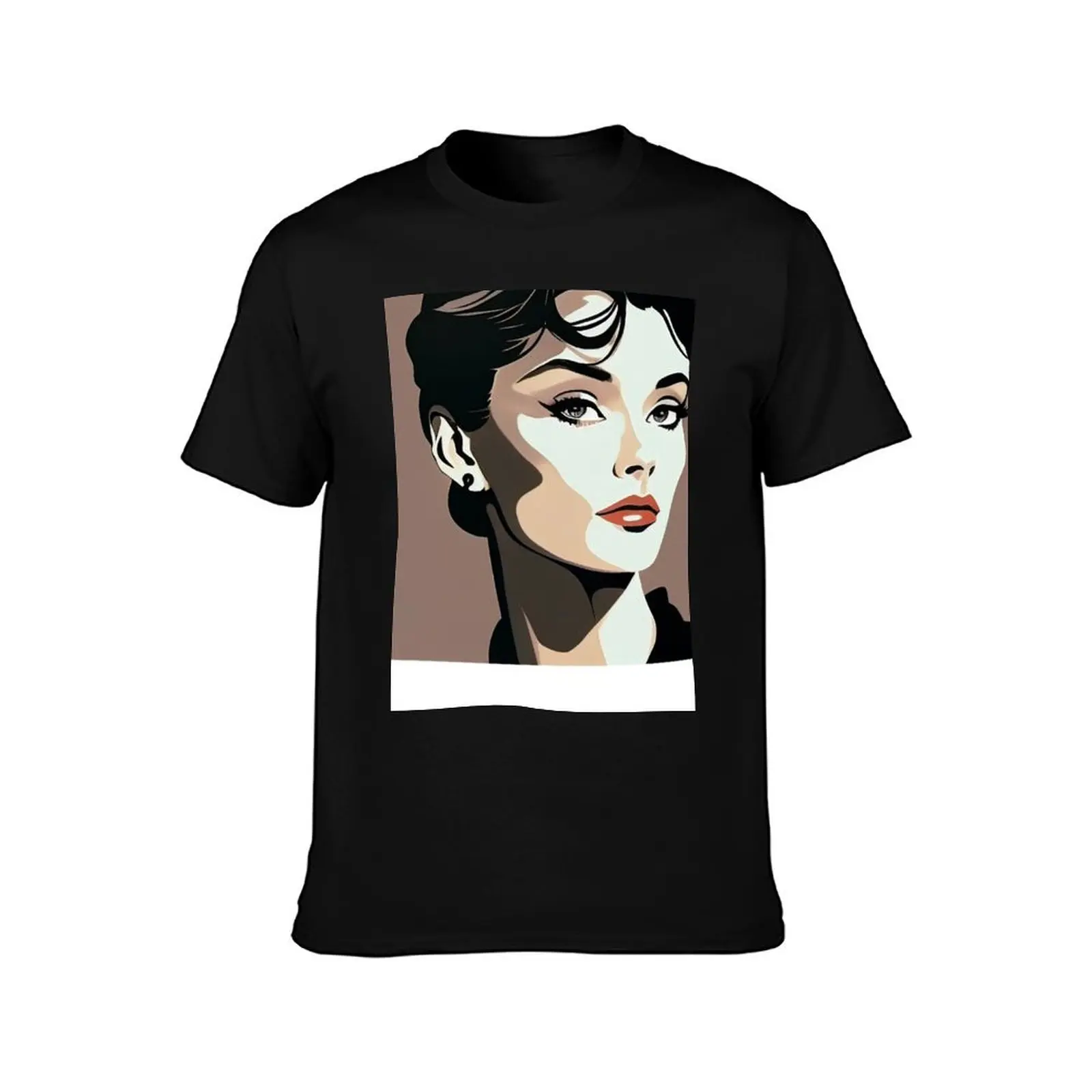 Audrey Hepburn in Style of Iconic 80's Artist Patrick Nagel for 80's fan T-Shirt Holiday Casual Short Sleeve Top T-Shirt